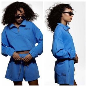 Rhude Skyline Logo Terry Shorts Cobalt Blue